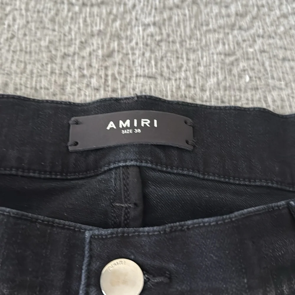 AMIRI Black Flare Wide Leg Jeans with Embellishments Paint size 38